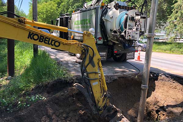 Hydro Excavate Water Leak Under State Highway